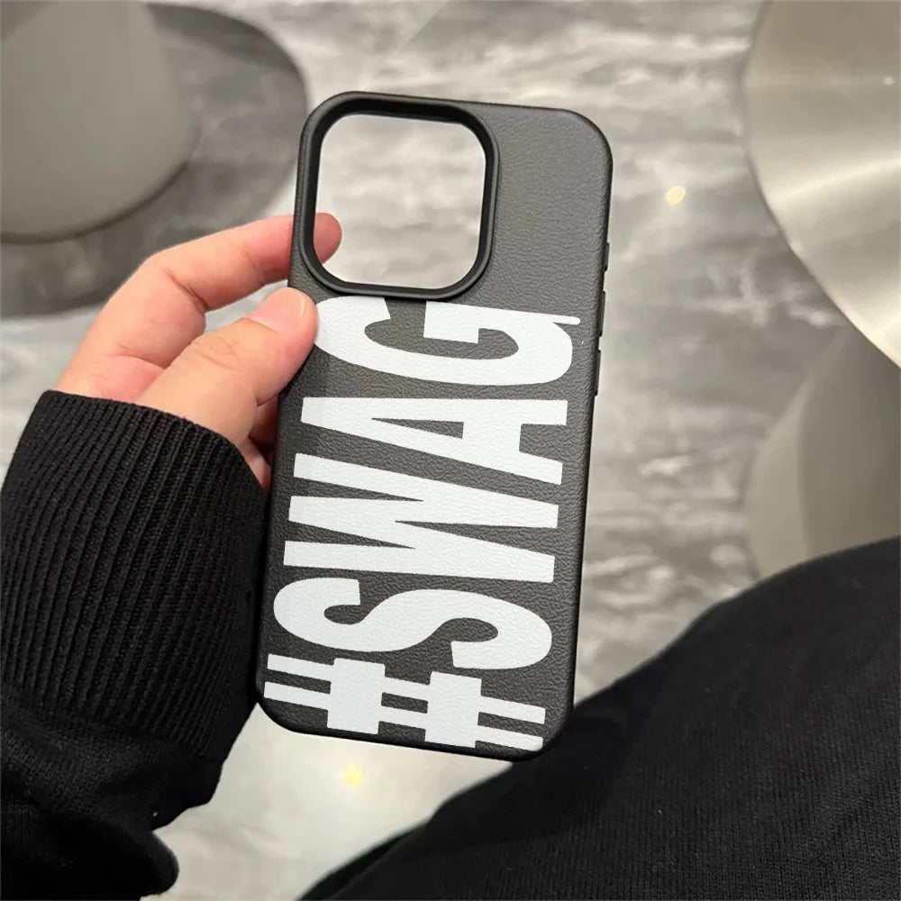 White Swag ﻿Phone Case For IPhone 17E 14 15 Pro Max 13 12 11 16 15 Plus Air 16e Leather Grain Silicone Soft Cover
