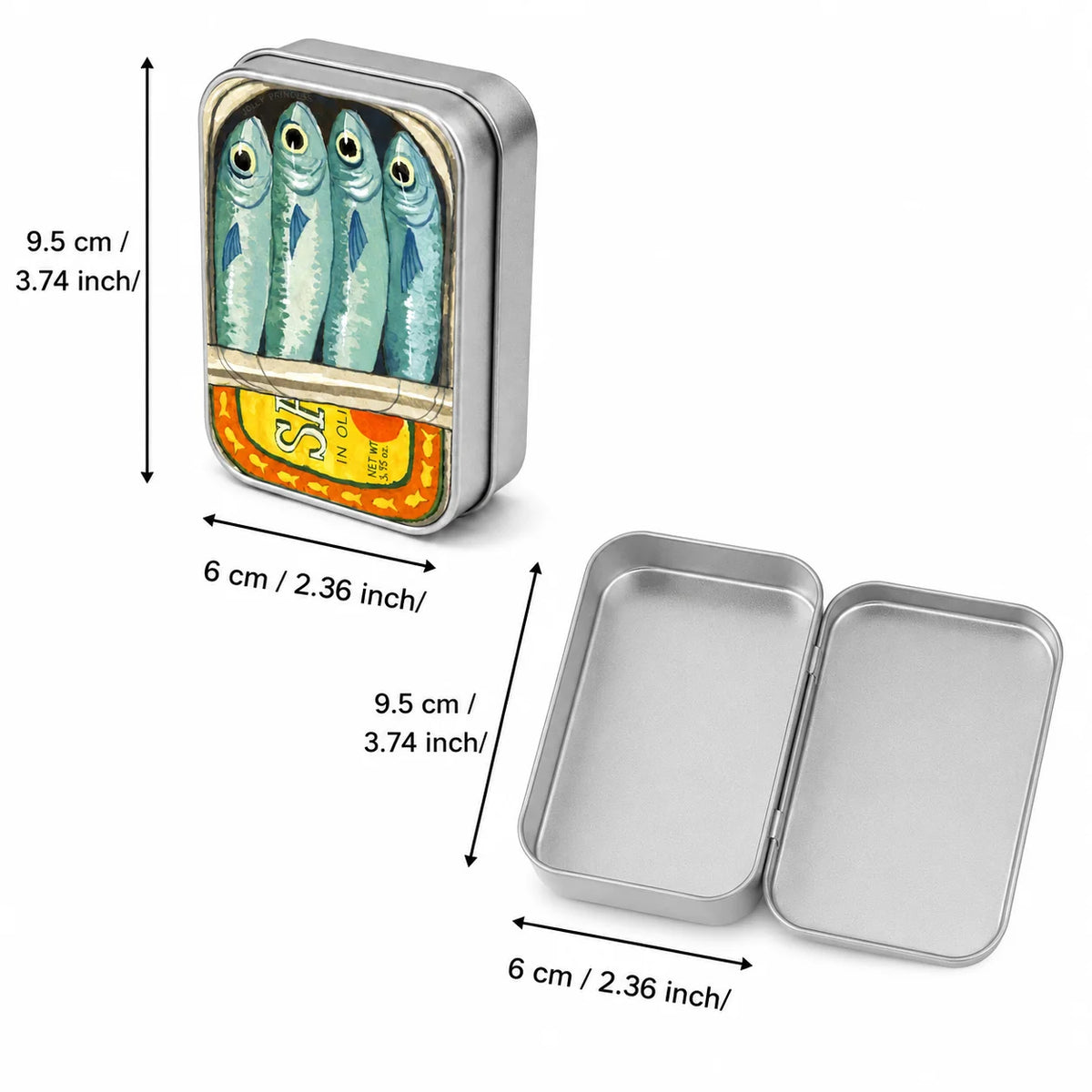 Cute Retro Fish Cat Mini Metal Tin Box, Portable Storage Case for Earbuds Jewelry Pills Coins Travel Desk Gift