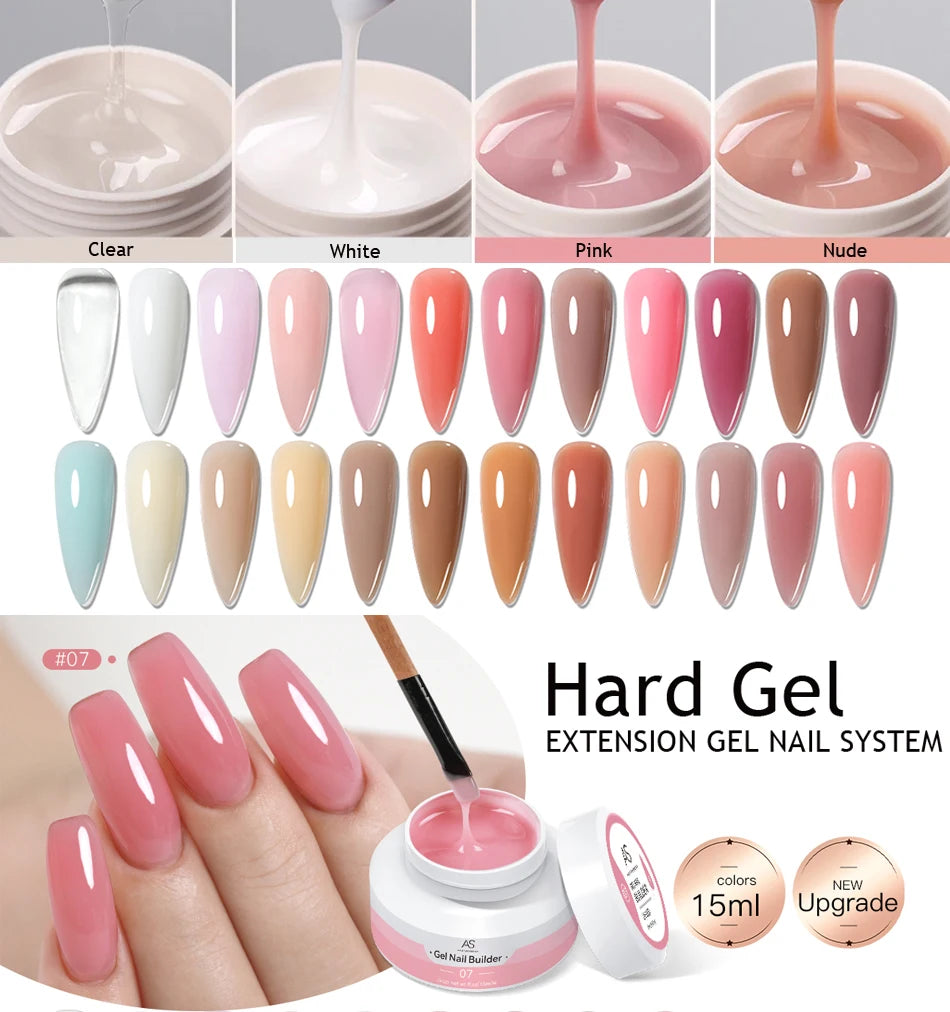 AS Painless Natural Builder Nail Gel Nail Tpo Free Self Leveling Gel for Nail Extension Construction Pink Varnish UV Led Gel