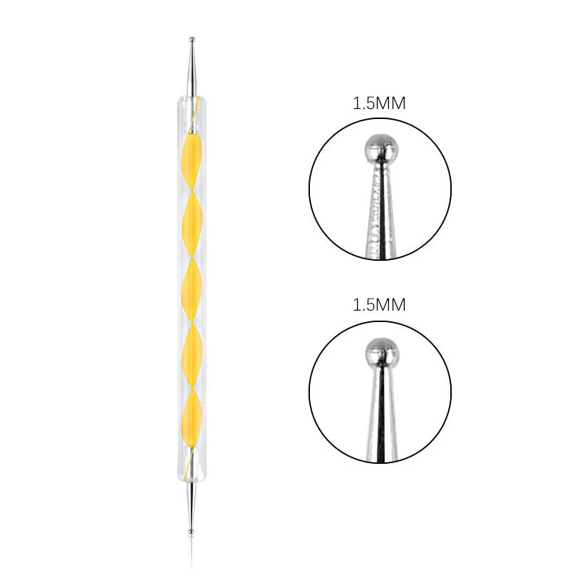 DIY Manicure Tools: Nail Art Dotting Pen, Spiral Rod Hook Pen & Drawing Painting Marbleizing Tool
