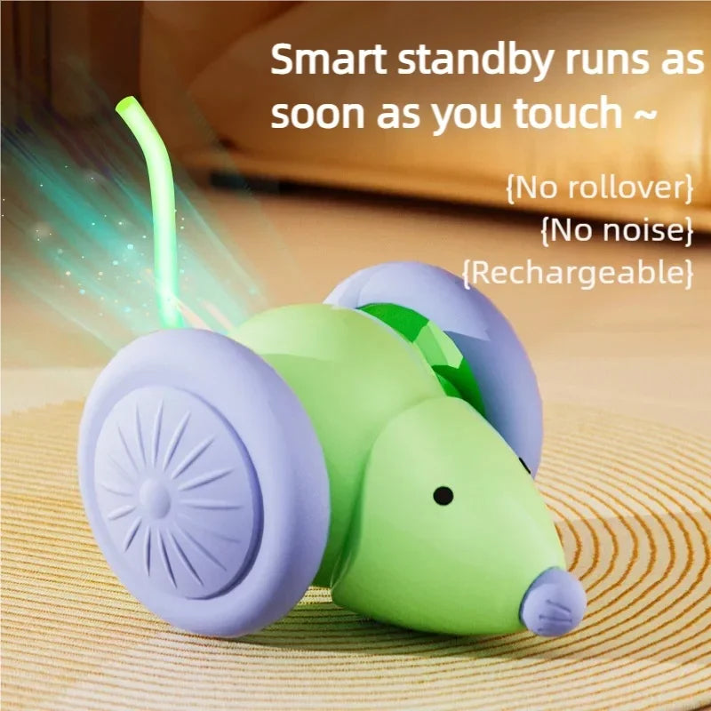 Electric Mouse Car Interactive Cat Toy Automatic Teaser Rechargeable Intelligent Obstacle Avoidance Kitten Pet Toys