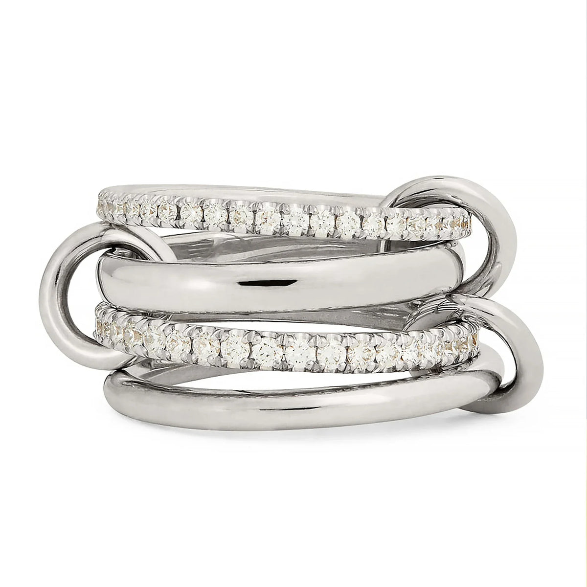 Gothic Multi-layer Metal Two-tone Stacking Rings for Women PVD Waterproof Stainless Steel CZ Zircon Finger Ring Designer Jewelry