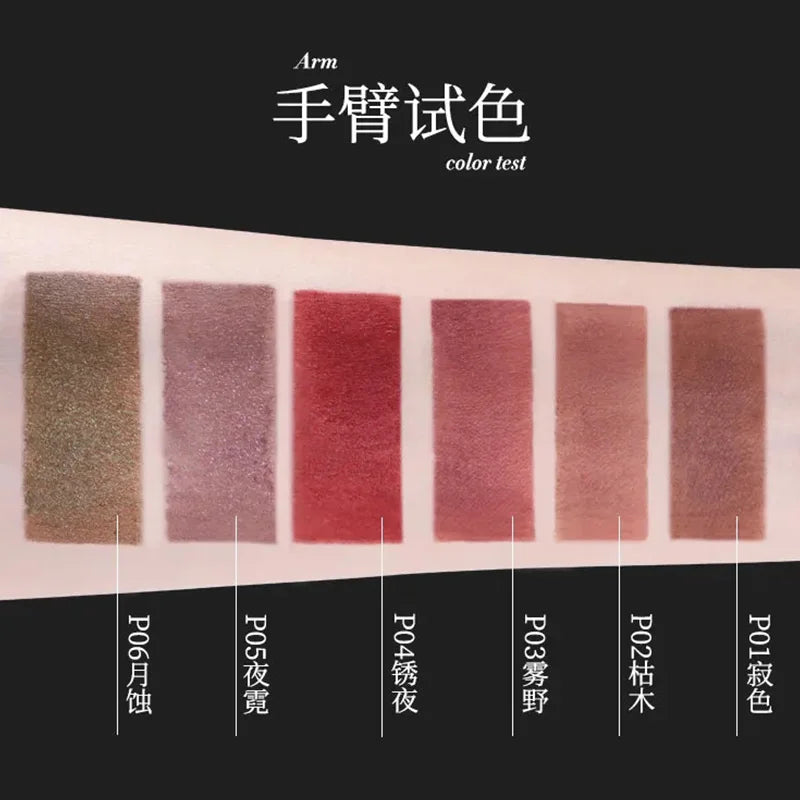 KAXIER Lipstick Matte Shimmer Velvet Mist Nude Lip Mud Gothic Smoky Punk Lip Non Stick Cup Fine Flash Lasting Lip Makeup