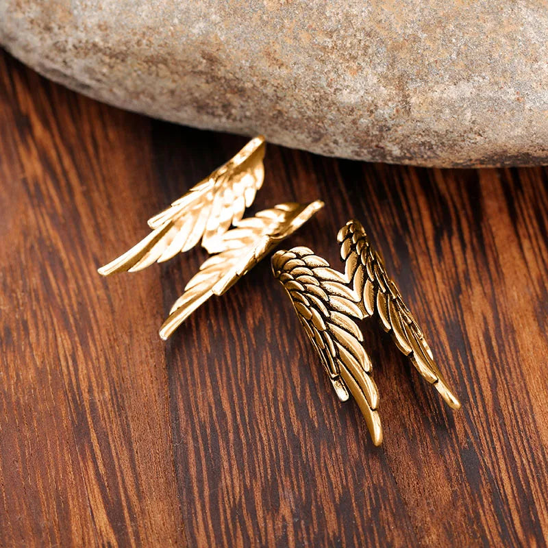 Huitan Personality Wing Clip Earrings for Women Non-piercing Ear Cuffs Hip Hop Lady Accessories Unique Gift Statement Jewelry
