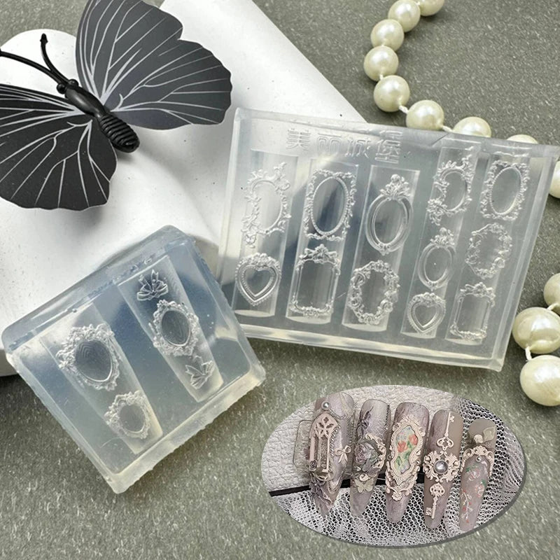 Silicone Mini Photo Frame Shape Nail Mold Nail Stamping Nails DIY Nail Salon Design Stereoscopic Manicure Art Tool