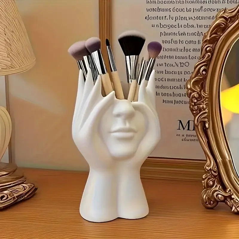 Face Shape Makeup Brush Holder - Beauty Makeup Storage Box, Female/Woman Face Design Lightweight and Portable Storage Box