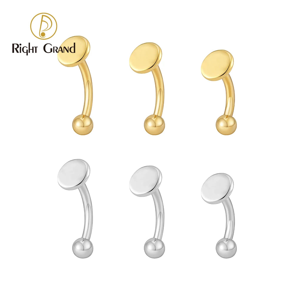 Right Grand ASTM F136 Titanium Round Disc Vertical Labret Stud 16G Curved Barbell Rook Earring Cartilage Ear Piercing Jewelry