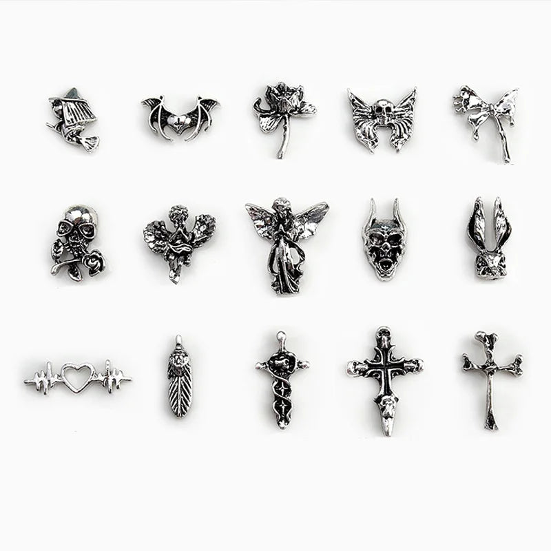 10Pcs Vintage Cross Nail Art Charms 3D Alloy Baroque Angel Heart Nail Art Decoration DIY Designer Luxury Manicure Accessories