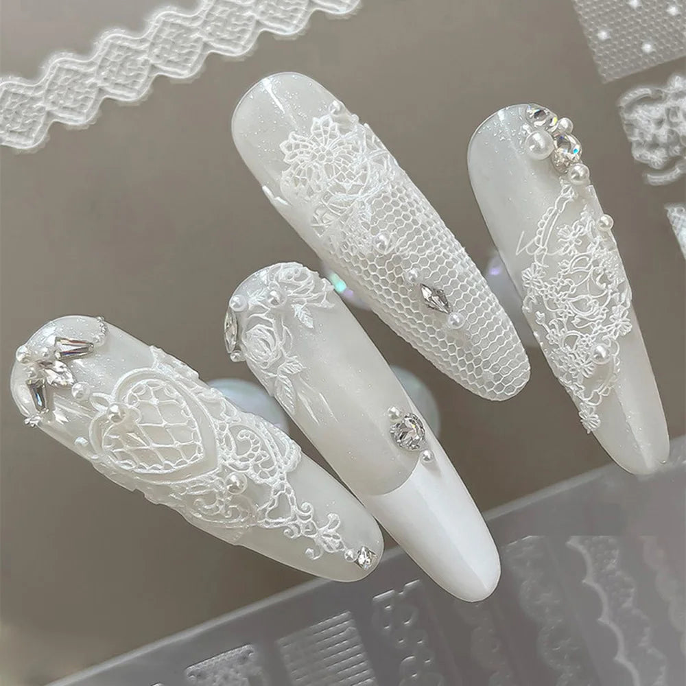 3D Relief Ultra-Thin Lace Silicone Nail Art Mold 83*65mm French Lacework Pattern Nail Stamping Hollow Rose Manicure Tools