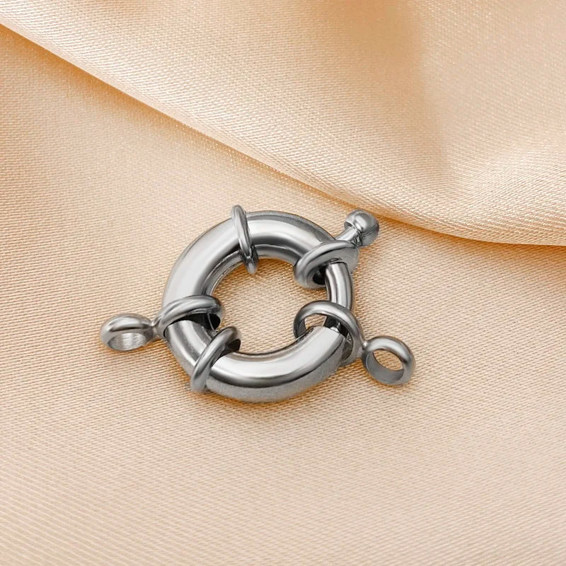 18K Real Gold Color Round Spring Clasps Hooks for Bracelet Clavicle Necklace Clasp Connectors DIY Jewelry Making Supplies
