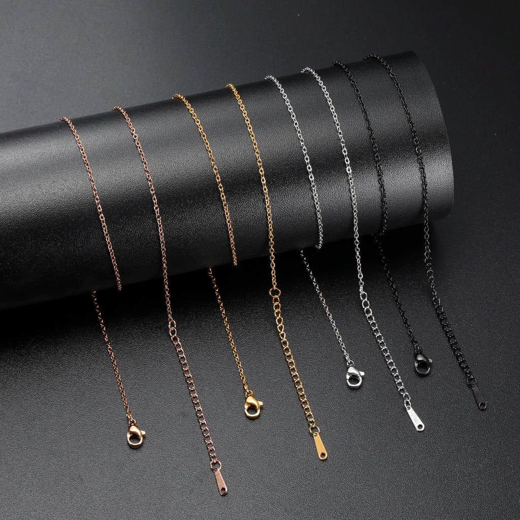 Lucktune Stainless Steel Width 1.3MM Chain O Shape Thin Chain Necklace Minimalist Necklace Chain Women Bohemian Jewelry Gift