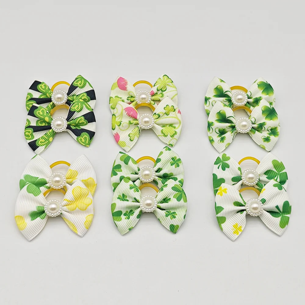 10pcs Hair Bows For Dog Pet Grooming Accessories Puppy Hair Clips With Elastic Rubber Band Yorkshire Terrier Hair Accessories