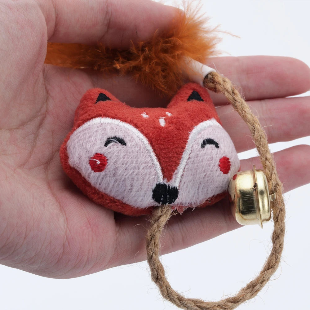 Cartoon Animal Cat Toy Feather Bell With Catnip Rope Pet Kitten Supplies Chew Toy