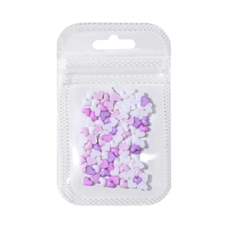 100PCS 5MM 3D Acrylic Nail Art Heart Charms Kawaii Accessories Part For Manicure Nails Decoration Design Supplies Materials