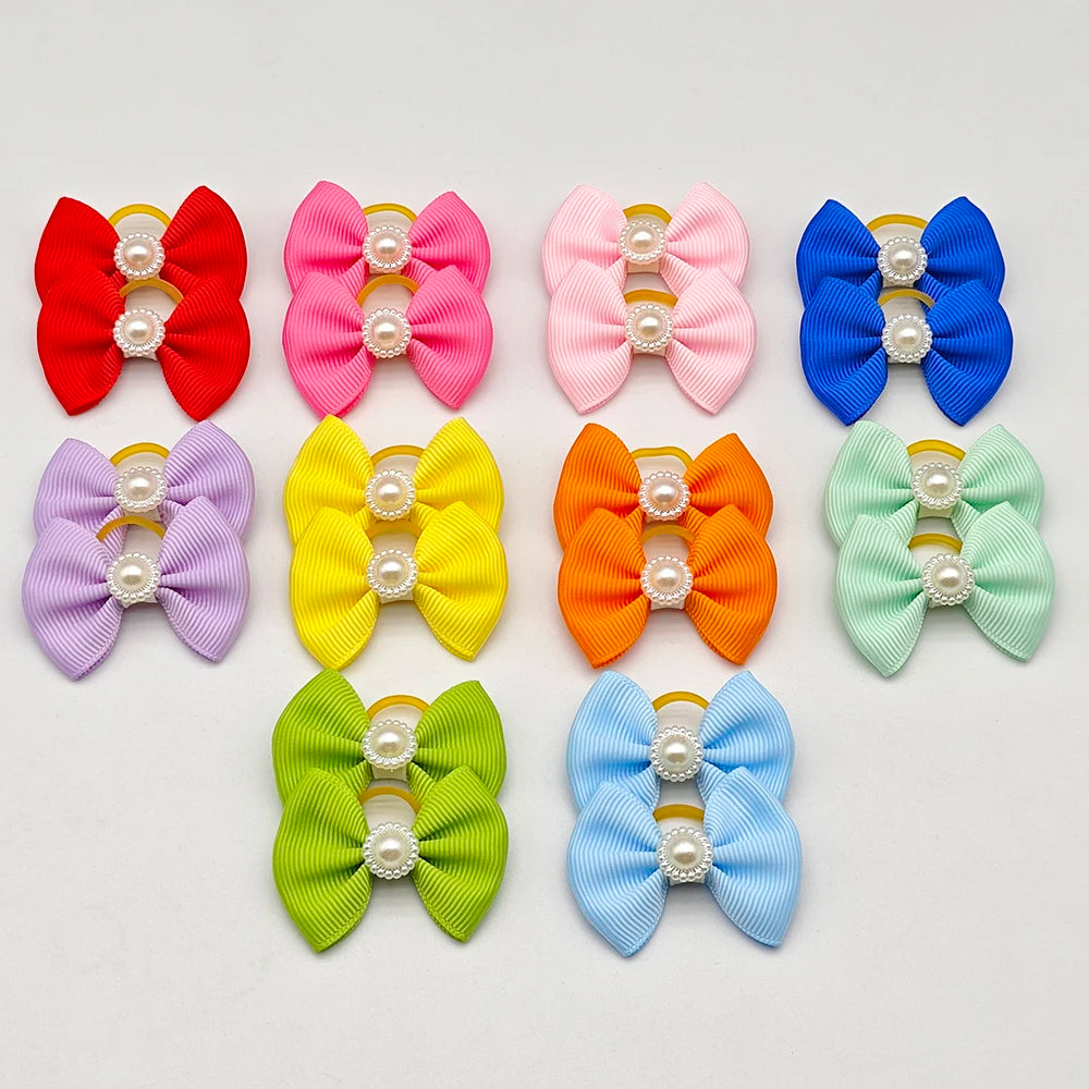 10pcs Hair Bows For Dog Pet Grooming Accessories Puppy Hair Clips With Elastic Rubber Band Yorkshire Terrier Hair Accessories
