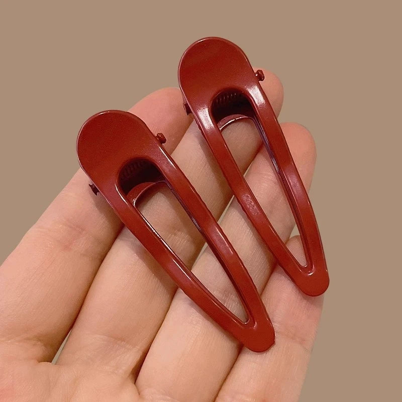 2Pcs Burgundy Hair Clips BB Clip Non-Slip Durable Rectangular Hair Claw Clips Elegant & Minimalist Hair Accessories for Braids