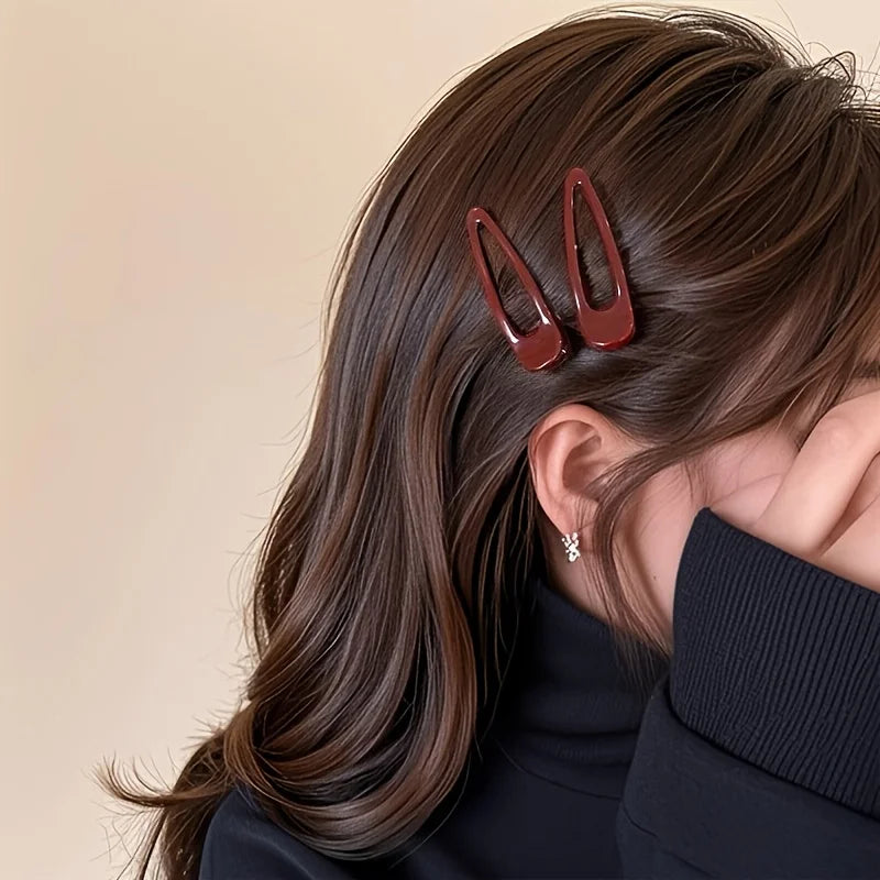 2pcs Set Burgundy Hair Clips - Non-Slip Durable Rectangular Hair Claw Clips, Elegant & Minimalist Hair Accessories for Braids