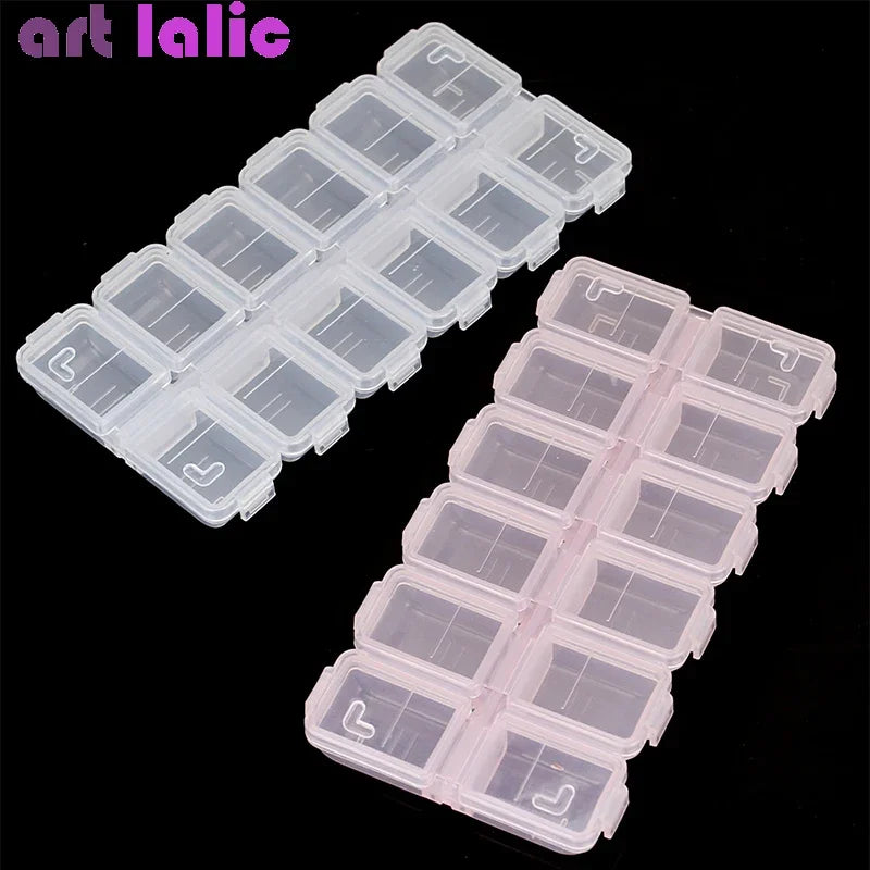 12 Compartments Plastic Rhinestone Organizer Case Nail Art Tool Jewelry Storage Box Beads Parts Containers for Craft Supplies
