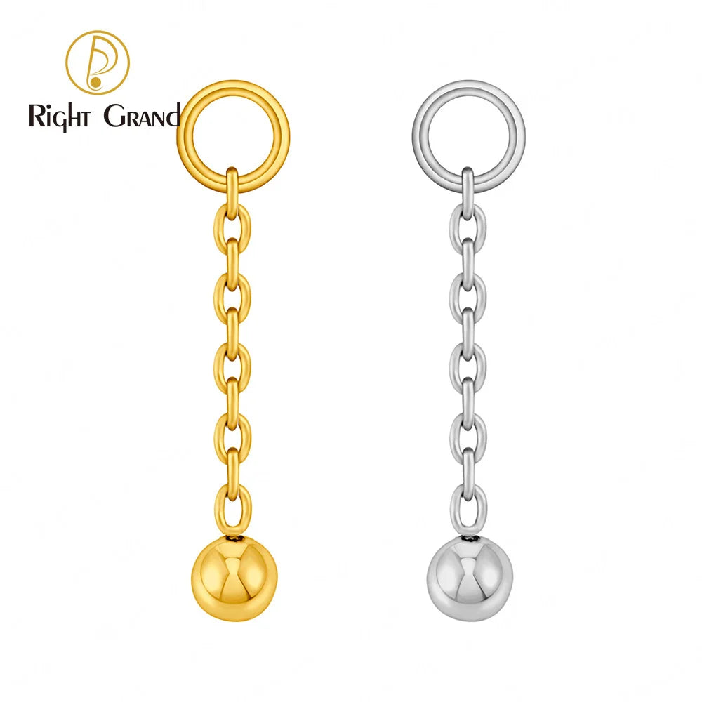 Right Grand ASTM F136 Titanium Tiny Ball Dangle Chain Charm for Helix Earlobe Hoop Cartilage Tragus Piercing Jewelry