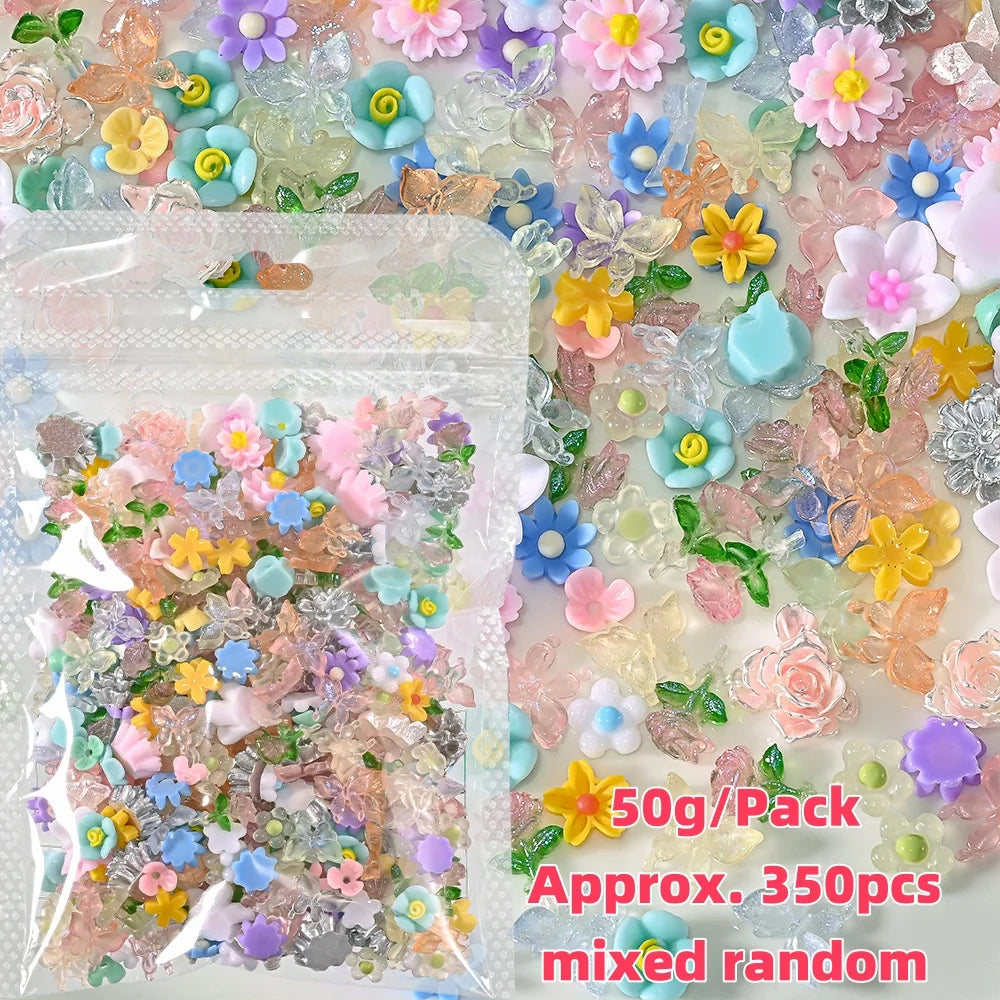 500-600pcs Bow Flower Nail Art Resin Decorations Mix Shapes Nail Charms Press on Manicure Supplies Jewelry Kawaii Accessories *&
