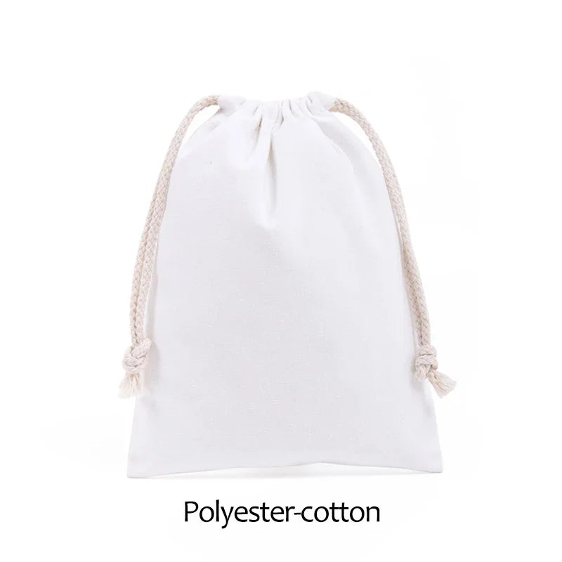 Cotton Cloth Gift Packaging Bag Drawstring Storage Bags White Canvas Bags for Candy Reusable Pouch Home Sundries Organize Sacks