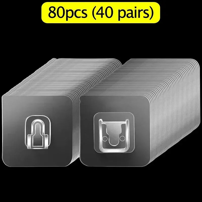 Double-Sided Self Adhesive Wall Hooks Strong Sticky Transparent Traceless Kitchen Bedroom Wall Hook Storage Holders Wholesale