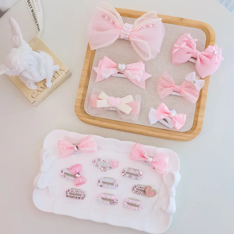 Pet Handmade BB Clip Hair Clip Long Haired Cat Bow Headband Malzis Dog Pink Heart Decoration Dog Accessories for Small Dogs