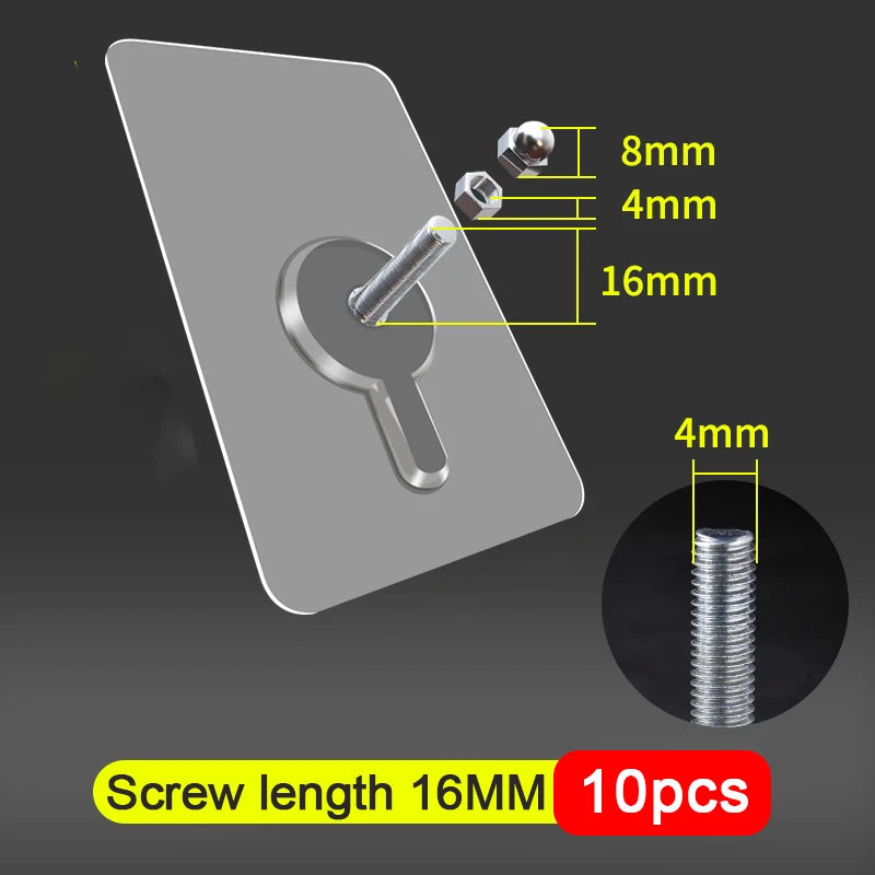 10Pcs Shelf Adhesive Wall Hooks Clear Closet Cabinet Shelf Pegs Wall Hangers Kitchen Bathroom Screw Hook Hanger