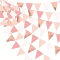 Rose Gold Triangle Paper Pennant Garland, Wedding, Birthday, Anniversary, Bridal Shower, Indoor & Outdoor Garden Party Decor