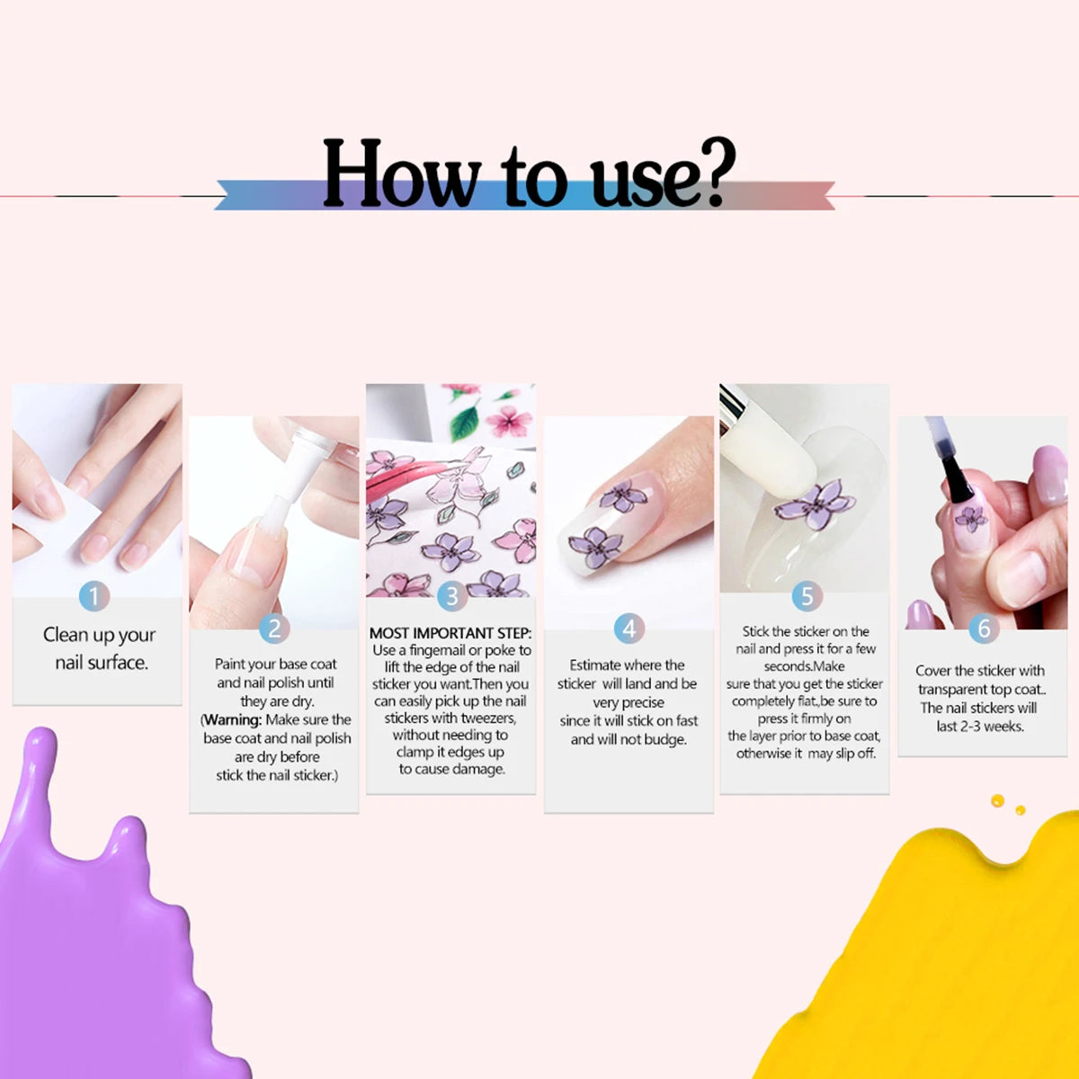 3/6 Sheets Daisy Bee Nail Stickers 5D Embossed Flower Nail Art Decals, Self-Adhesive Nail Wraps DIY Manicure Tips Decoration