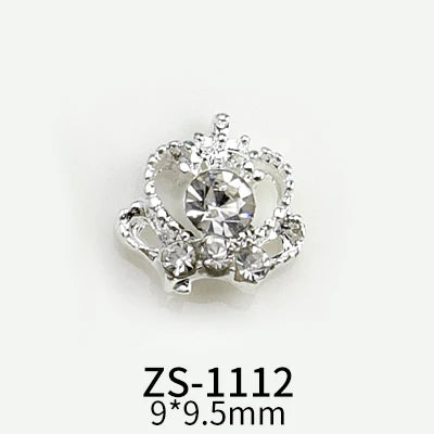 10pcs New Crown Alloy Zircon Nail Art Charms Silver Shinny Crystals Jewelry Hot Sale Nails Decoration 3D Manicure Accessories %2