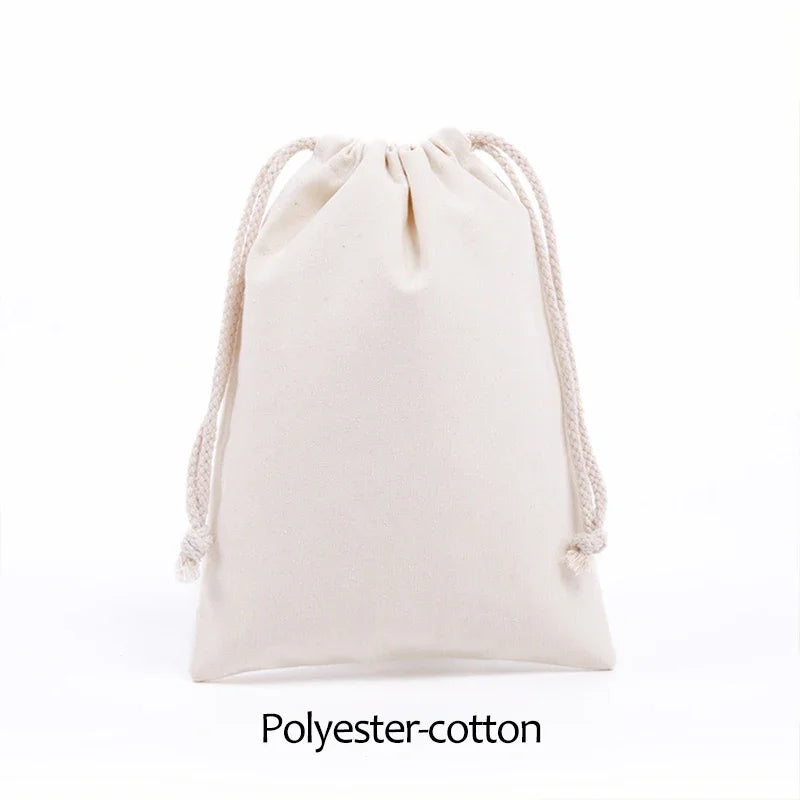 Cotton Cloth Gift Packaging Bag Drawstring Storage Bags White Canvas Bags for Candy Reusable Pouch Home Sundries Organize Sacks