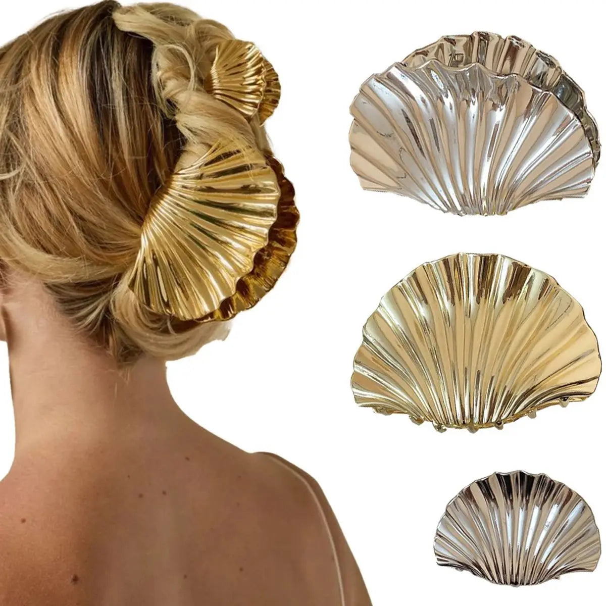 1/2 PCS Metal Irregular Texture Shell Shape Hair Claw Clips for Women Girls Hairclip Ponytail Hair Pins Fashion Hair Accessories