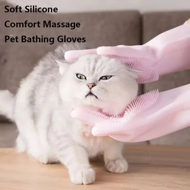 Gloves for Dogs And Cats Silicone Bathing Shampoo Scrubber Dishwashing Cleaning Glove Hair Removal Multi-Functional Pet Care