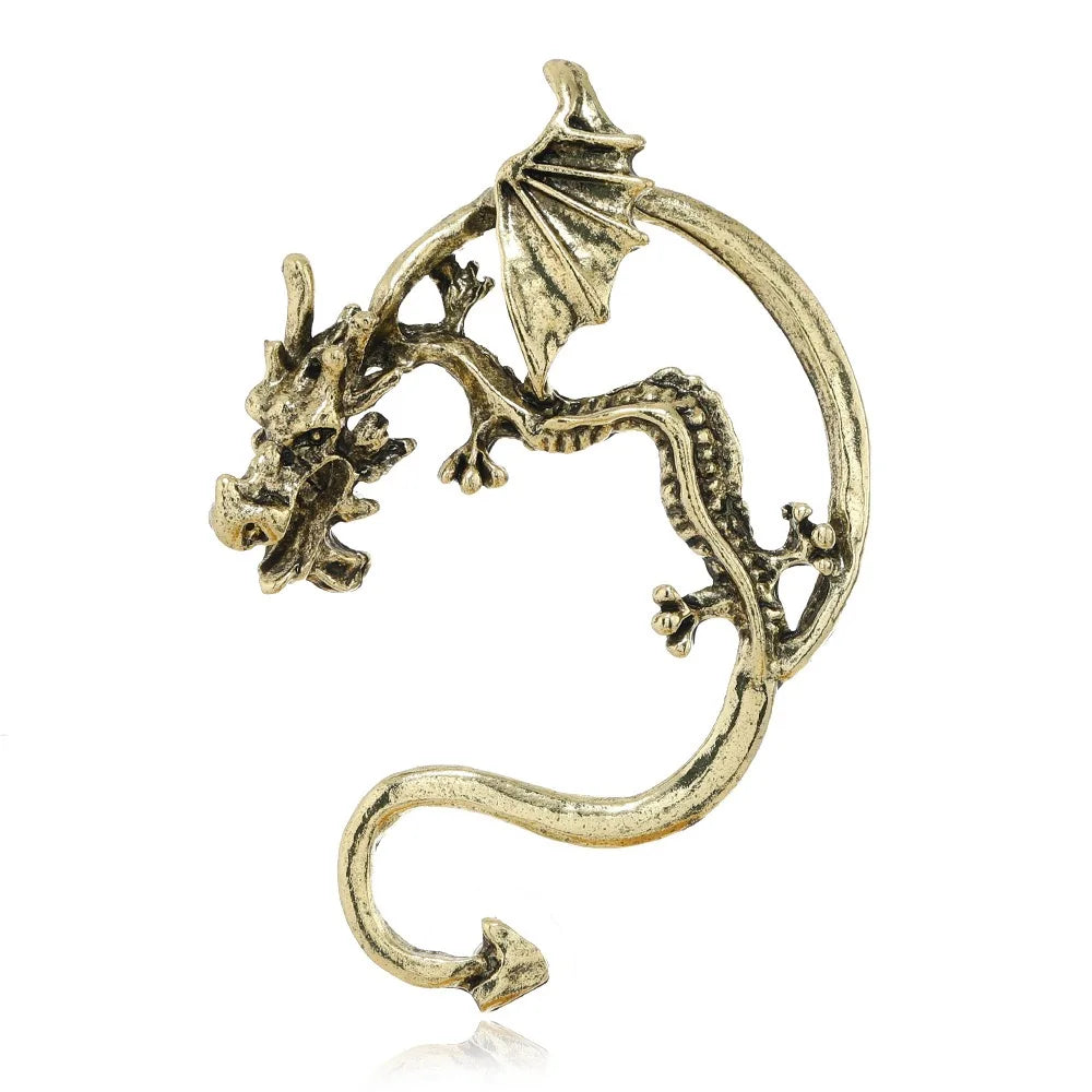 European And American Exaggerated Ear Ornaments, Gothic Punk Dark Style, Retro Dragon-Sleeved Ear Rings