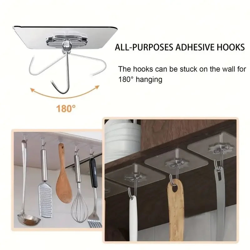 Transparent Self-adhesive Wall Hooks Sticker Holder for Hanging Seamless Heavy Duty Door Hook Kitchen Bathroom Shower Outdoor