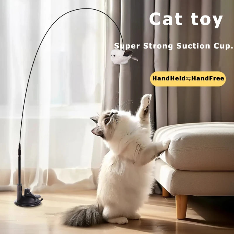 Simulation Feather Bird Interactive Cat Toys Funny Bird with Bell Cat Stick Toy for Kitten Playing Teaser Wand Toys Cat Supplies