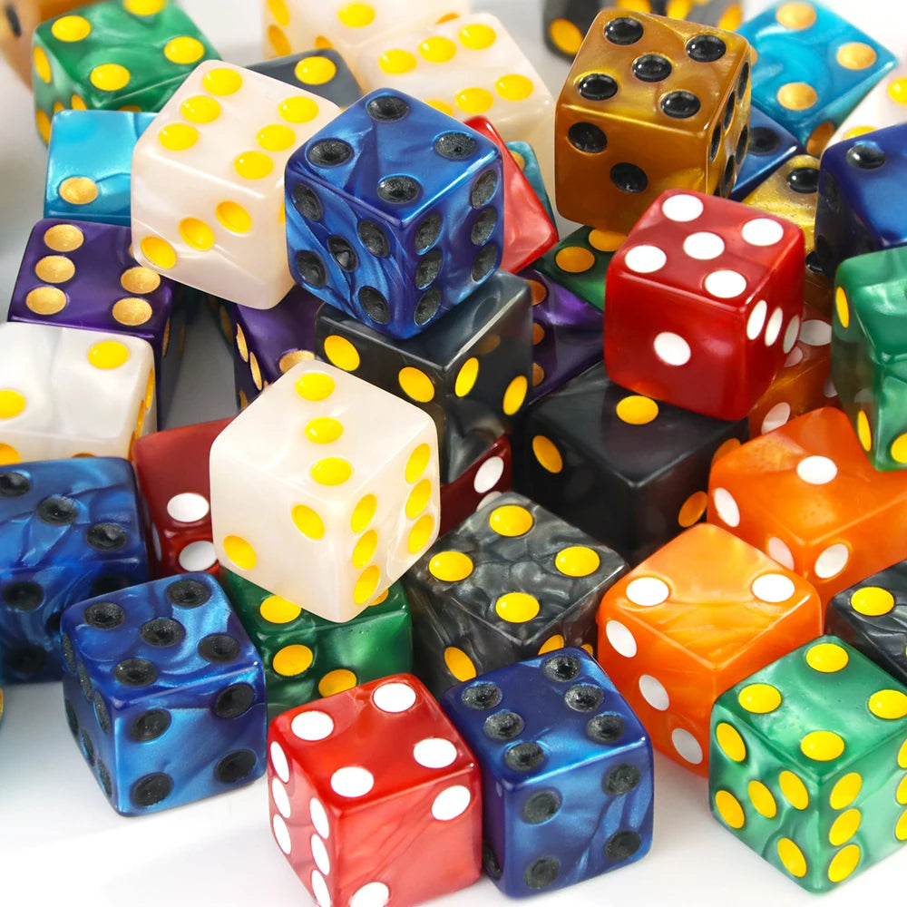 6-Sided Game Dice 16mm Marble Acrylic D6 Dice Set for DND, RPG,Table Board Game or Teaching Math
