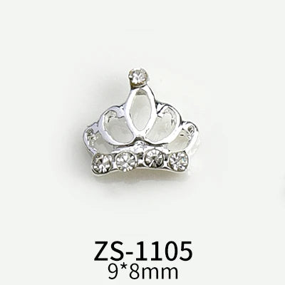10pcs New Crown Alloy Zircon Nail Art Charms Silver Shinny Crystals Jewelry Hot Sale Nails Decoration 3D Manicure Accessories %2