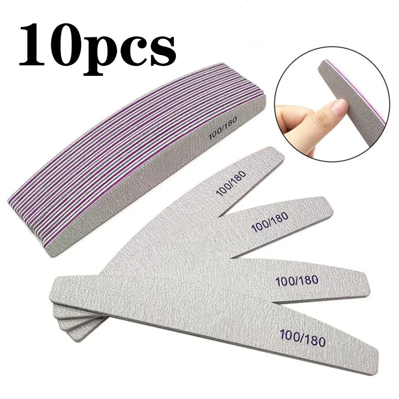 5pcs/10pcs/25pcs /Lot Professional Nail File Reusable Double Sided Emery Board(100/180 Grit) Nail Styling Manicure Tool