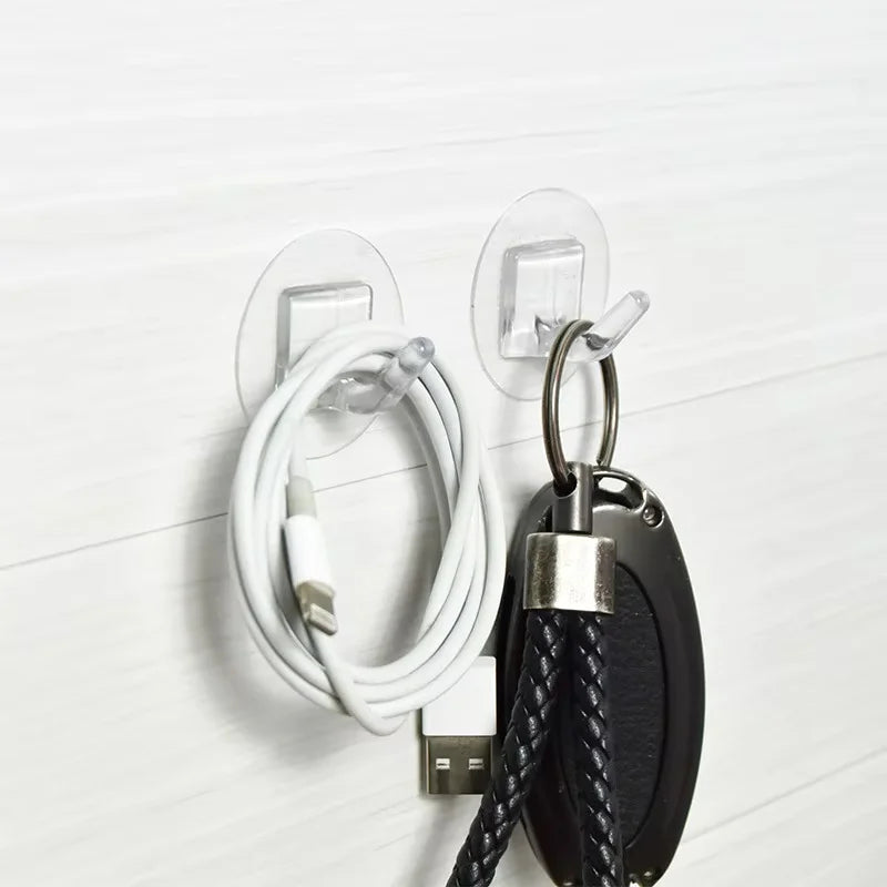 10/20pcs Transparent Plastic Duty Wall Hook for Kitchen Bathroom Office Storage No Trace No Scratch Waterproof Adhesive Hooks