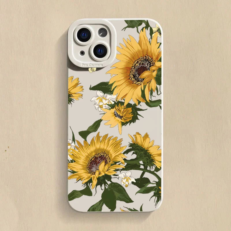 Cute Sunflower Silicone Phone Case For iPhone 15 Pro Max 11 12 13 14 16 X XS XR Plus SE 2020 13 Mini Shockproof Soft Cover