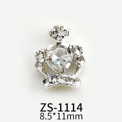 10pcs New Crown Alloy Zircon Nail Art Charms Silver Shinny Crystals Jewelry Hot Sale Nails Decoration 3D Manicure Accessories %2