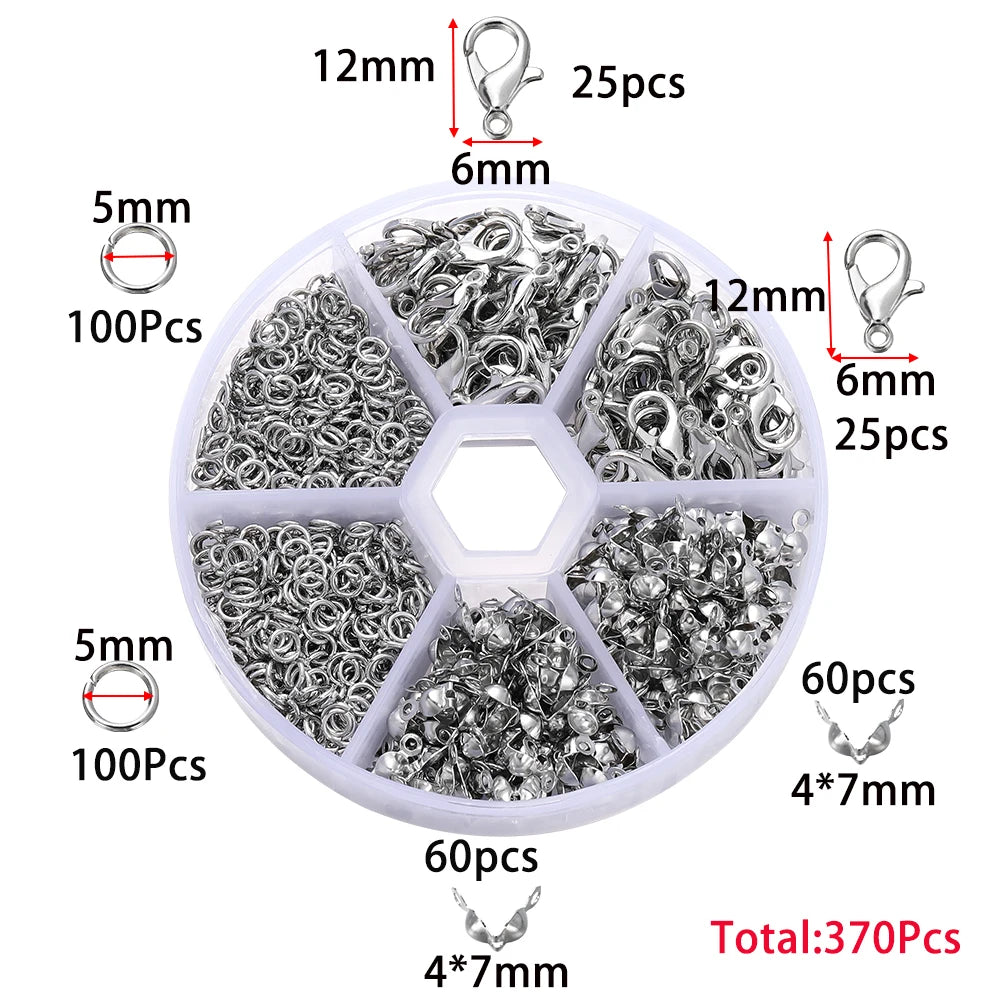 Alloy Accessories Jewelry Findings Set Repair Tools Lobster Clasp Open Jump Rings Earring Hooks for DIY Jewelry Making Supplies