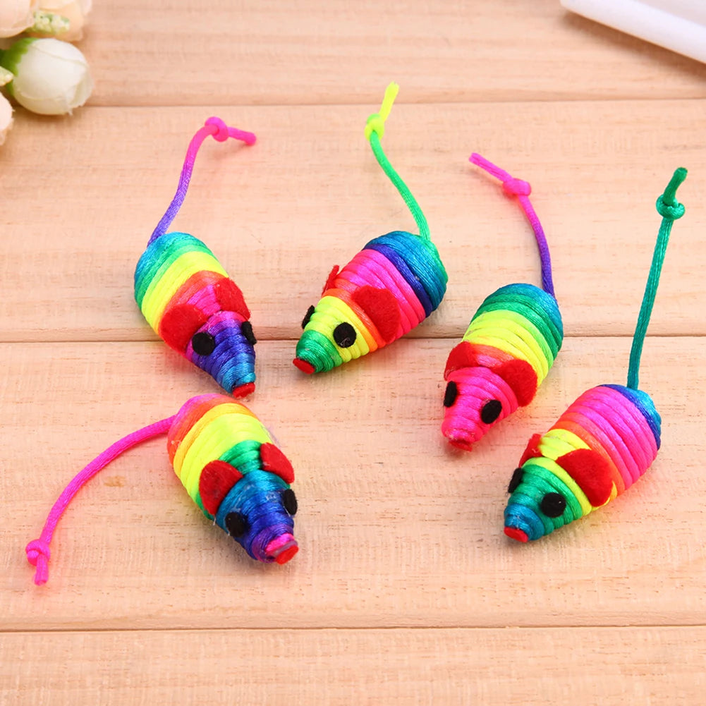5pcs False Mouse Cat Toy Tear Resist Multicolor Mouse Cat Toys Reusable Mini Rope Mouse Toy for Pet Training Accessories Tool