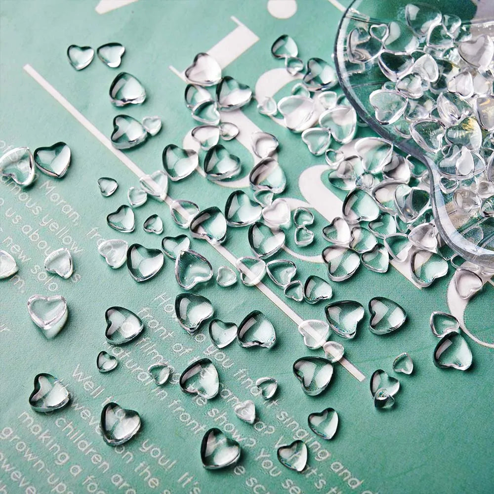 100pcs Heart Nail Art Decoration Transparent Flat Bottom Jelly Resin Peach Love Charms Ornament Nails Art Accessories 1 Bag