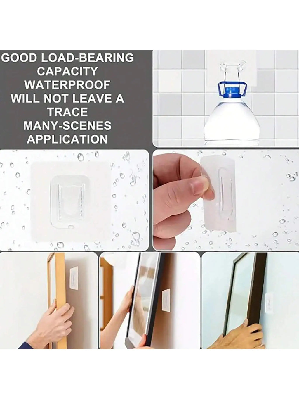 5/10 Pairs Clear Double-Sided Adhesive Wall Hooks - Mounted Door Hanger Kit - No Drill Sticker Hangers for Bathroom, Kitchen