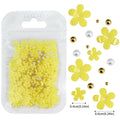 5G (450pcs) White Pink Blossom Spring Acrylic Flower Nail Rhinestones Mixed Pearl Beads 3D Floral Nail Gems White Resin Nail Par