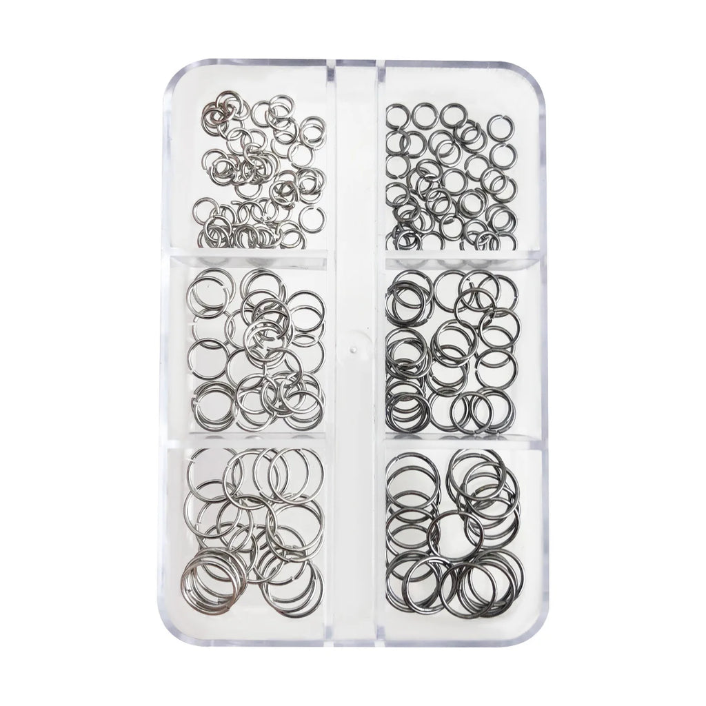 6 Grids Mix Punk Piercing Perforable Round Circle Ring White K Gun Black Alloy Nail Rhinestones Decorations Manicure Charms