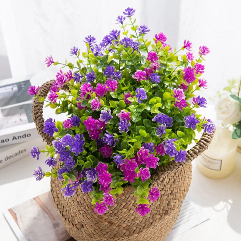 Artificial Plastic Flowers Fake Eucalyptus Plant Wedding Bridal Bouquet Christmas Decor Vase for Home Windowsill Bonsai Festival
